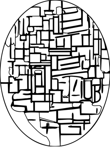 Composition With Oval In Color Planes Ii, 1914 After Piet Mondrian Coloring Page